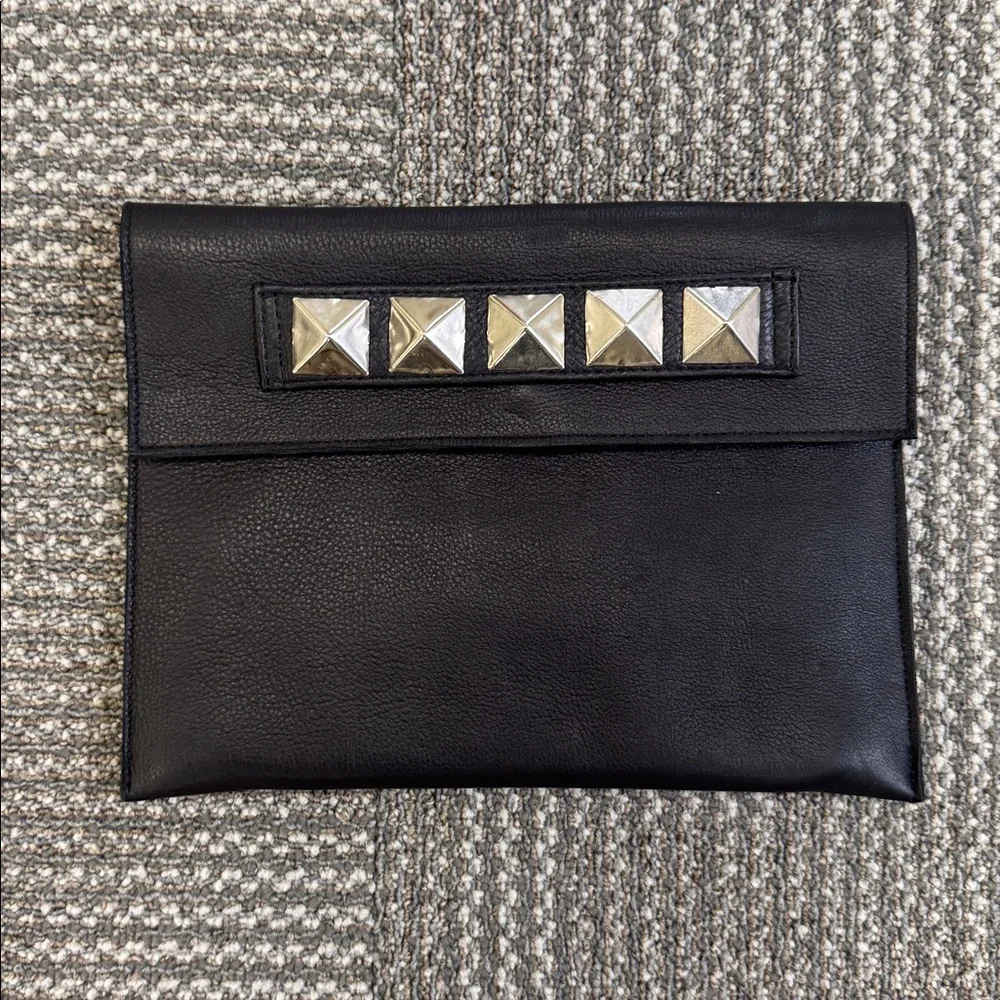 J.J. Winters Black Leather Billie Tech Case/ Clutch